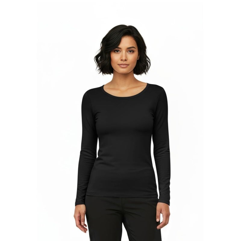 Natural Uniforms Women's Under Scrub Tee Crew Neck Long Sleeve T-Shirt (Black, X-Large) - Image 2